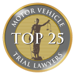 Award commemorating a top 25 motor vehicle trial lawyer